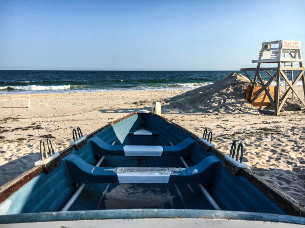 istock A lifeguard boat on the beach at Robert Moses State Park 1029054168