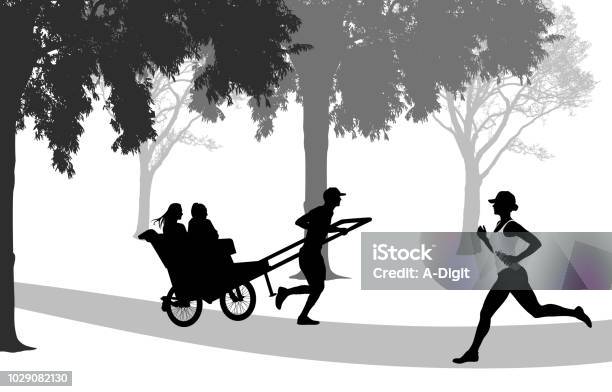 City Park Rickshaw Ride Stock Illustration - Download Image Now - City, Running, Activity