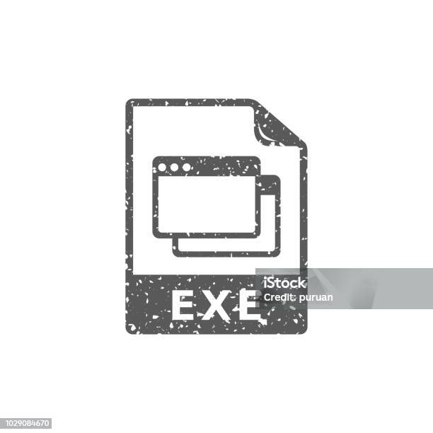 Grunge Icon Executable File Format Stock Illustration - Download Image Now - Cardboard, Computer, Computer Graphic
