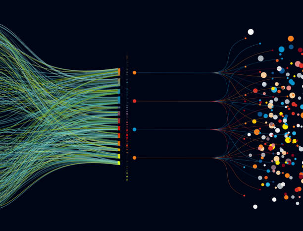 화려한 큰 데이터 패턴 배경 - 분자 일러스트 stock illustrations