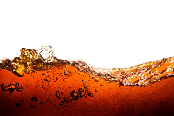 Background of refreshing cola flavored soda with bubbles