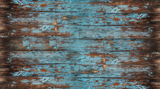 istock Old wood texture, peeling painted blue wood for background 1029098986