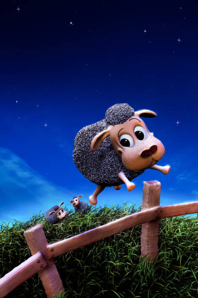 istock Cute sheep jumping a fence at night 1029101490