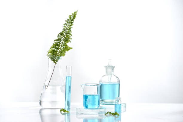 istock herbal medicine natural organic and scientific glassware, Research and development concept. 1029122308
