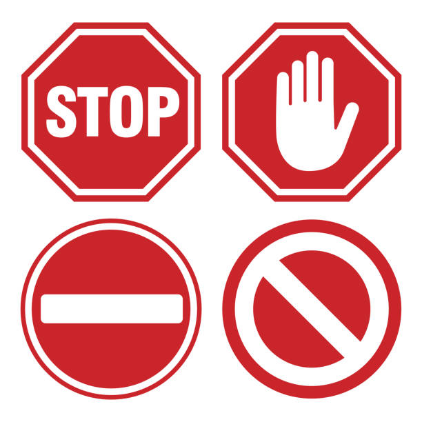 illustrations, cliparts, dessins animés et icônes de icônes de panneau d’arrêt vectorielles - panneau stop