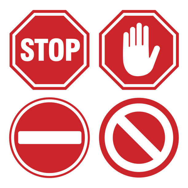 bildbanksillustrationer, clip art samt tecknat material och ikoner med vector stoppskylt ikoner - stoppskylt