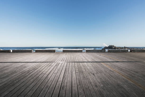 istock empty deck against sea and sky,California 1029128420
