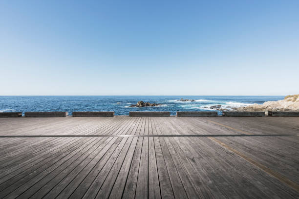 istock empty deck against sea and sky,California 1029131256