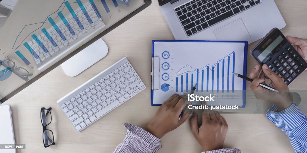 teamwork  reports  accounting concept analyzing  financial Accountancy Stock Photo