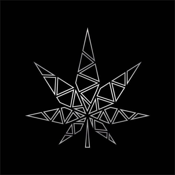 geometric cannabis leaves geometric vector design of marijuana leaves, simple leaf shape outline law clipart stock illustrations