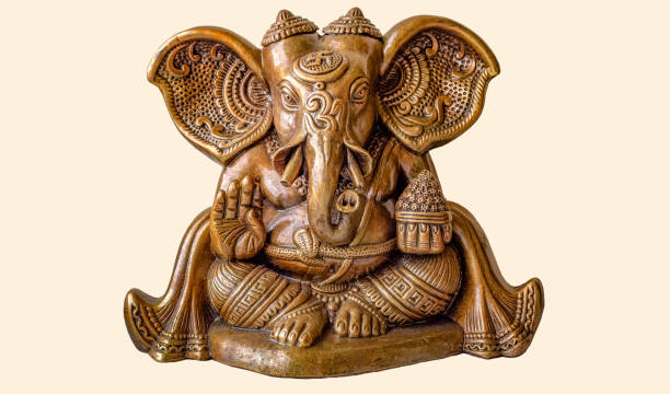 istock Hindu God Ganesha isolated on light background with space for message content 1029157694