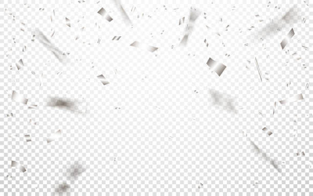 szablon tła uroczystości ze srebrnym konfetti. ilustracja wektorowa - silver stock illustrations