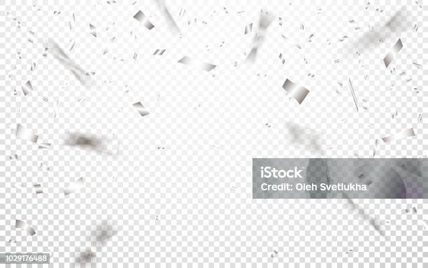 Celebration Background Template With Silver Confetti Vector Illustration Stock Illustration - Download Image Now