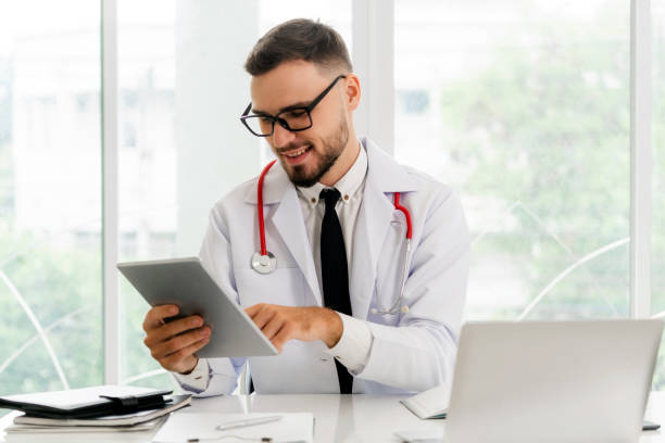 istock Doctor working on tablet computer in the hospital. 1029179298