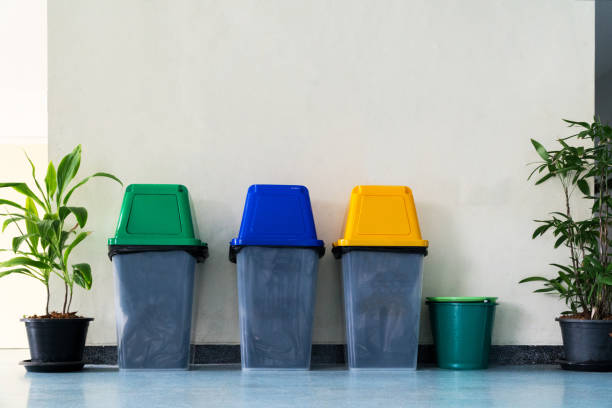 istock Trash Green, Blue, Yellow. Used for sorting. Inside the building 1029179426