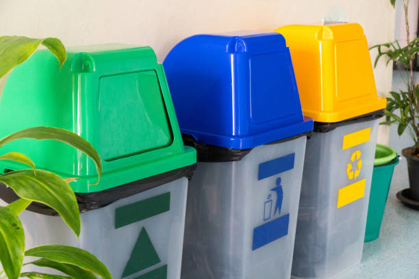 istock Trash Green, Blue, Yellow. Used for sorting. Inside the building 1029179468