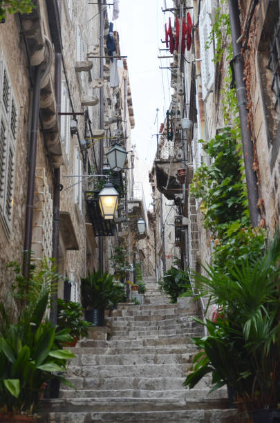 old city of dubrovnik has managed to preserve its gothic, renaissance and baroque churches, monasteries, fortress & fountains. red rooftops are the iconic look of the old city. - warrior eastern europe croatia architecture imagens e fotografias de stock