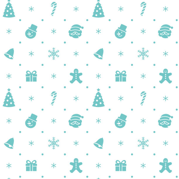 ilustraciones, imágenes clip art, dibujos animados e iconos de stock de navidad silueta con temas icono de patrones sin fisuras - wrapping paper christmas gift snowman