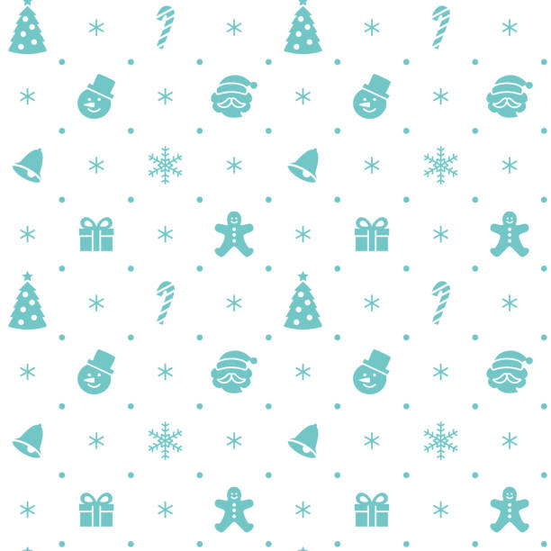 Christmas themed silhouette icon seamless pattern vector illustration christmas cookies pattern stock illustrations