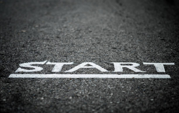 istock Start letters on asphalt floor with vignette mood and toon, selective focus. 1029188602