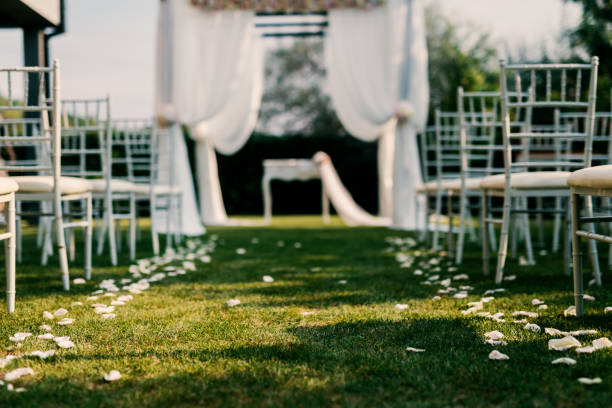 istock Wedding day. Decoration for a outside wedding. 1029195356