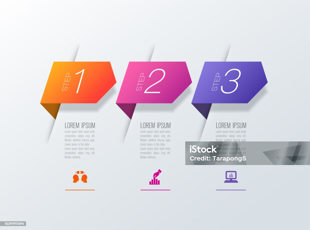 Infographics design vector and business icons with 3 options. Vector illustration was made in eps 10 with gradients and transparency. Can be used for workflow layout, diagram, number options, web design. Infographic stock vector