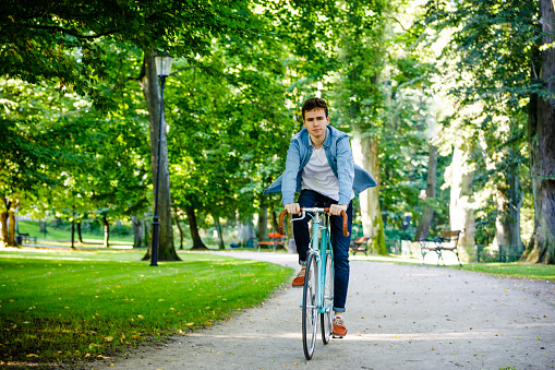 Active young people riding bikes