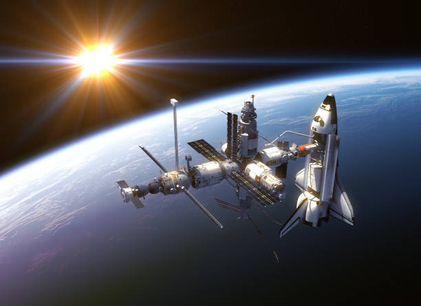 istock Space Shuttle And Space Station In The Rays Of Sun 1029203808