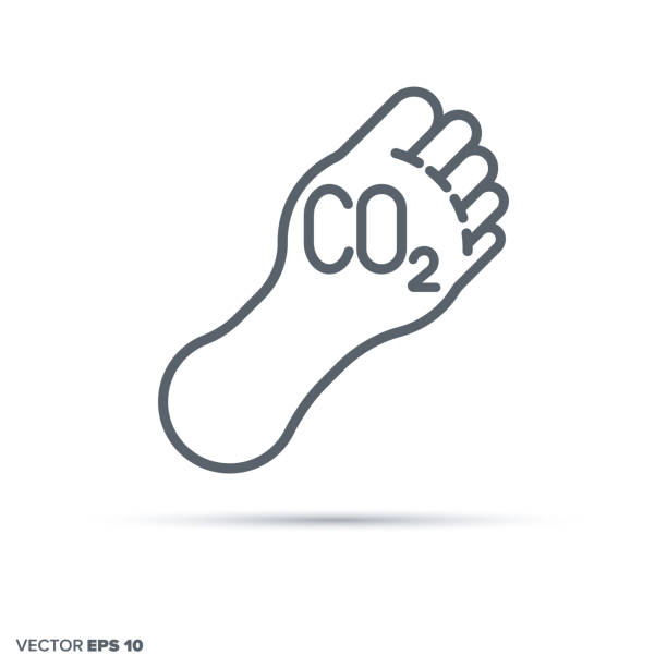 illustrazioni stock, clip art, cartoni animati e icone di tendenza di icona della linea vettoriale dell'impronta di carbonio. - footprint carbon environment global warming