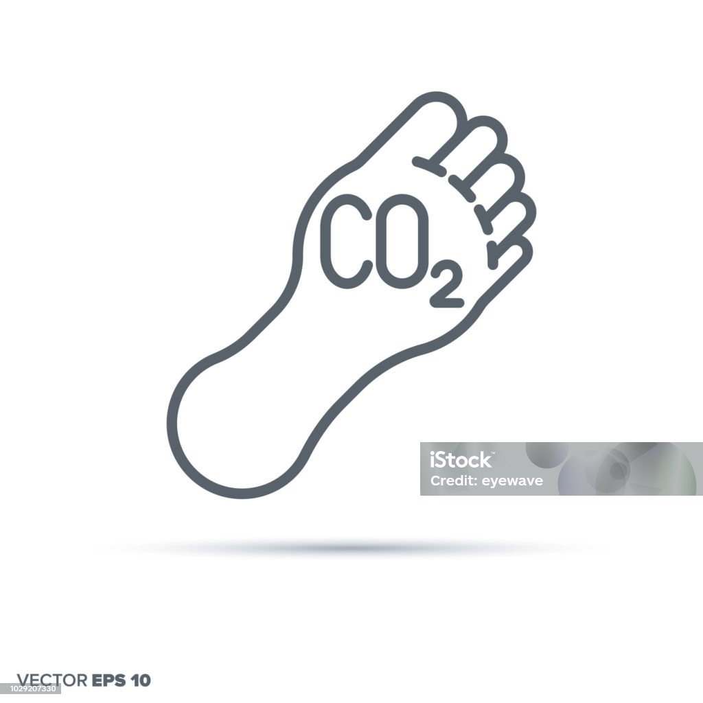 Carbon footprint vector line icon. Carbon footprint vector line icon. Climate change, awareness and responsibilty symbol. Carbon Footprint stock vector