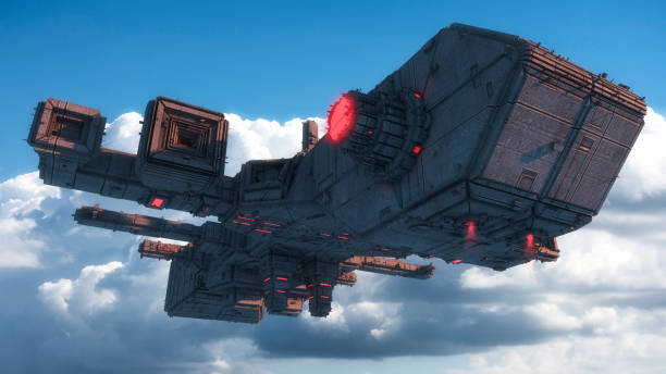 istock 3D rendering. Futuristic alien Spaceship 1029221346