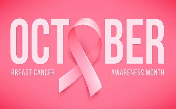 illustrations, cliparts, dessins animés et icônes de symbole du mois de sensibilisation du cancer du sein en octobre. ruban rose réaliste. - octobre