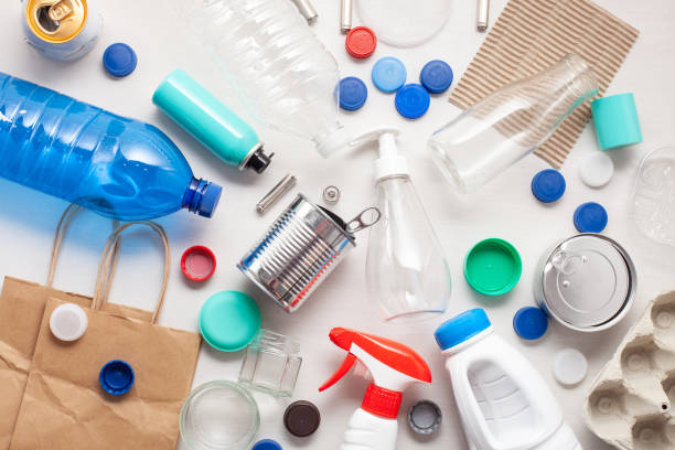 istock Flat lay of different wastes wastes ready for recycling. Plastic 1029232110