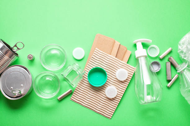 istock Flat lay of different wastes wastes ready for recycling. Plastic 1029232150
