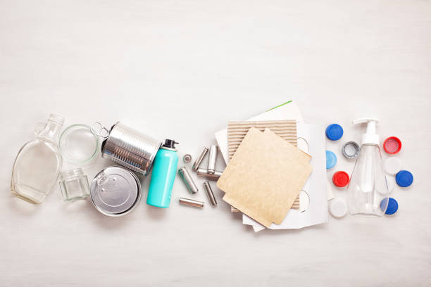 istock Flat lay of different wastes wastes ready for recycling. Plastic 1029232160