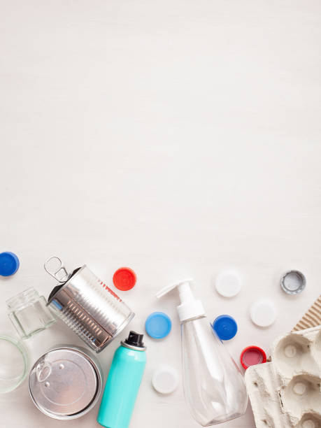 istock Flat lay of different wastes wastes ready for recycling. Plastic 1029234200