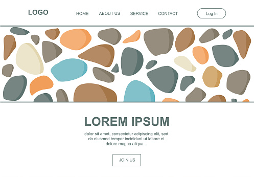 colorful pebbles, vector landing page
