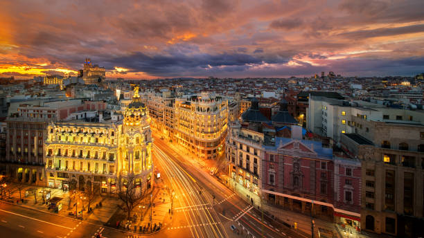 istock Panorama top view of Gran Via 1029256278