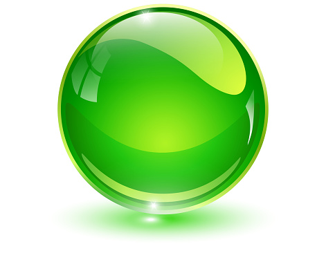 Glass sphere, green 3D vector ball.