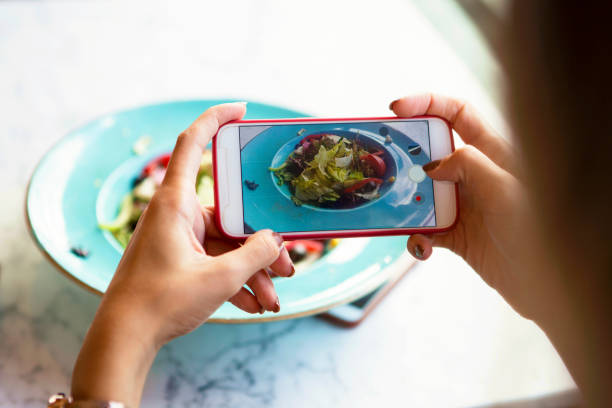 istock Woman's hands photograph her meal with her mobile phone 1029259014