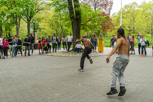 NEW YORK, USA - MAY 5, 2018: Central Park Street Dancers in Manhattan New York.