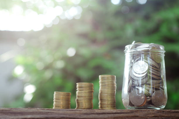 istock Saving money concept with coin strack growing business 1029268496
