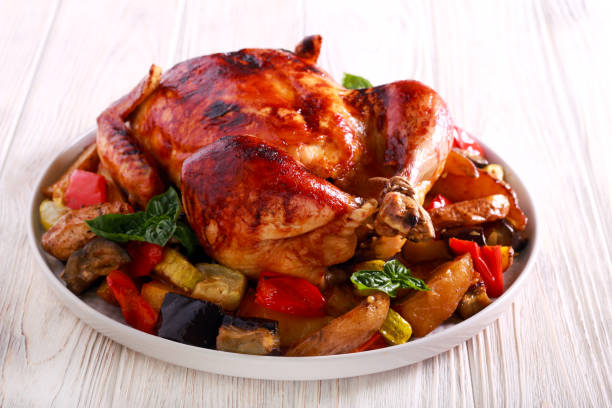 istock Roast whole chicken with crispy skin 1029269558
