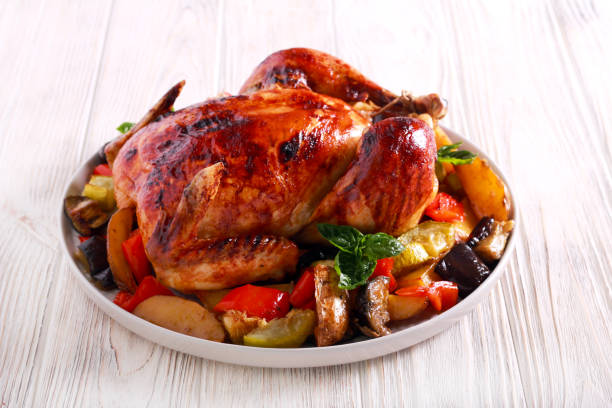 istock Roast whole chicken with crispy skin 1029271698