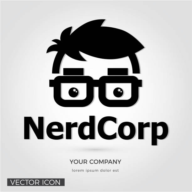 NerdCorp Logo Human with glasses icon design, nerd stock illustrations
