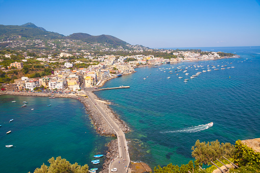 Bird's eye view of the small town of Ischia near Naples