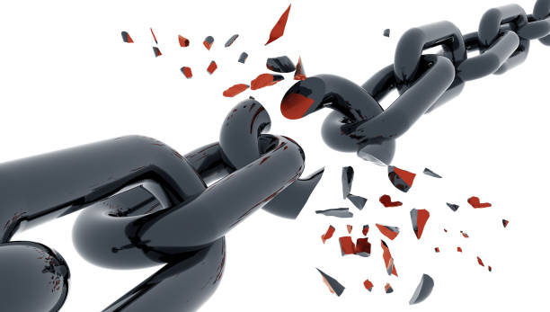 istock chain open break shattered isolated in white  background- 3d rendering 1029275958