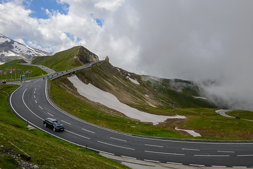 Grossglockner high alpine road, Austria - 2 July 2018: Scenic surroundings near the Grossglockner high alpine road on Austria