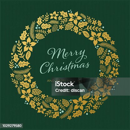 istock Christmas card with wreath 1029279580