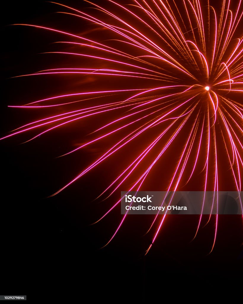 Simple Red Firework Single Red Firework Abstract Stock Photo - Download Image Now ...
